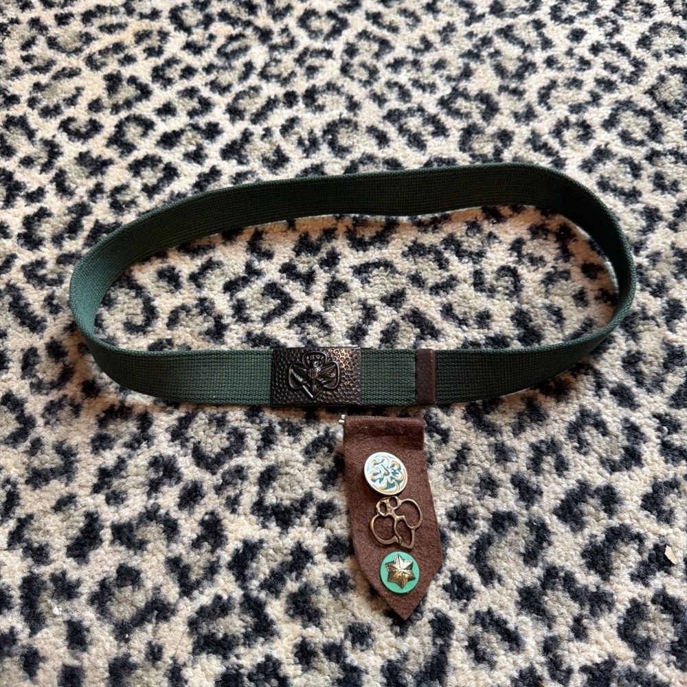 Vintage Girl Scout Brownie Belt Trefoil Buckle Felt Badge Tab Pin Lot‎ Uniform